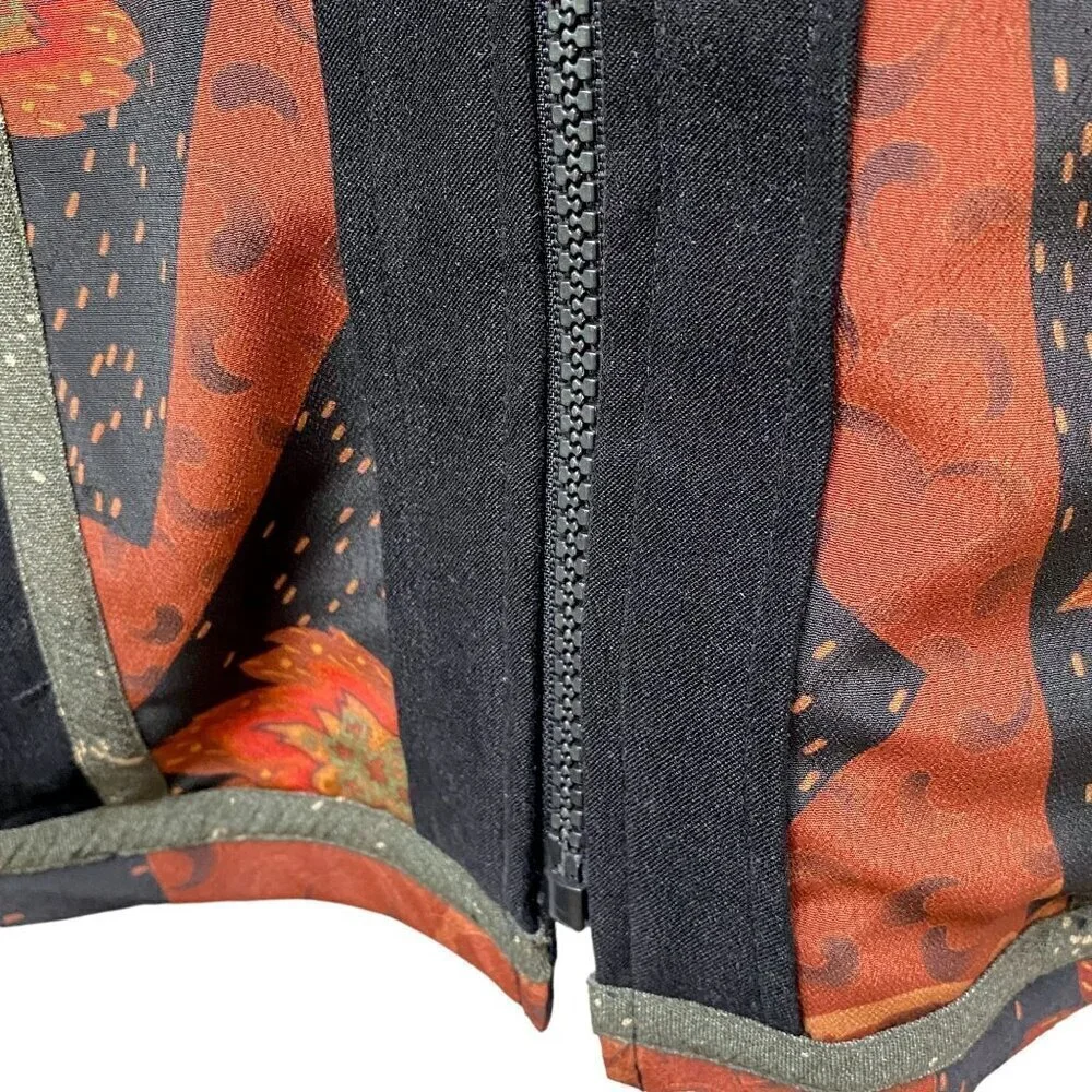 KOOS of Course! Womens Jacket Medium Black Orange Colorblock Boho Artsy Vintage
